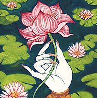 Healing Art. Lotus Flower In Hand